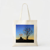 Hart-vormige herfst lekt paar tote bag (Voorkant)
