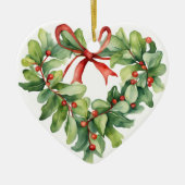 Hart-vormige Holly krans voor leraar Keramisch Ornament (Voorkant)