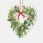 Hart-vormige Holly krans voor leraar Keramisch Ornament (Links)