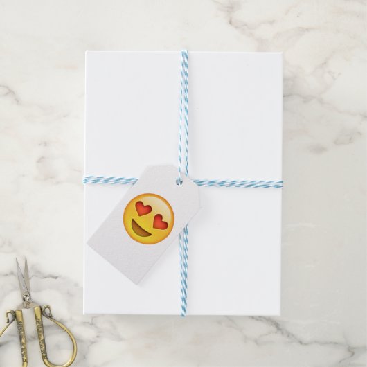 Hart-vormige ogen - Emoji Cadeaulabel (Met Touw)