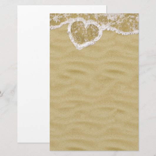 Hart-vormige waterbellen op het strand briefpapier (Voorkant / Achterkant)