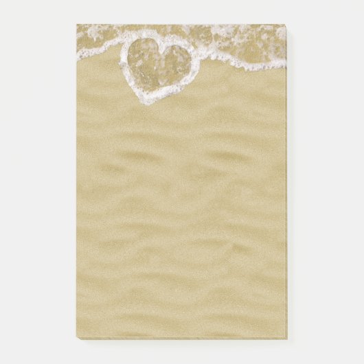 Hart-vormige waterbellen op het strand post-it® notes (Voorkant)