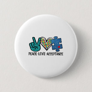 Hart Vrede Liefde Acceptatie _ Autisme Geestelijke Ronde Button 5,7 Cm