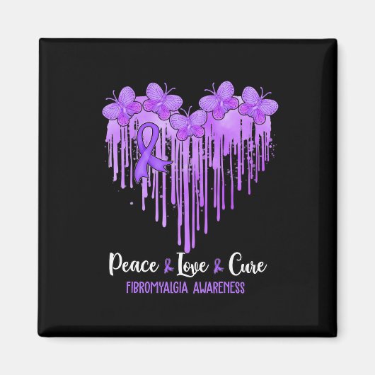 Hart Vrede Liefde Cure Fibromyalgie Awareness Magneet (Voorkant)