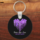 Hart Vrede Liefde Cure Fibromyalgie Awareness Sleutelhanger (Voorkant)
