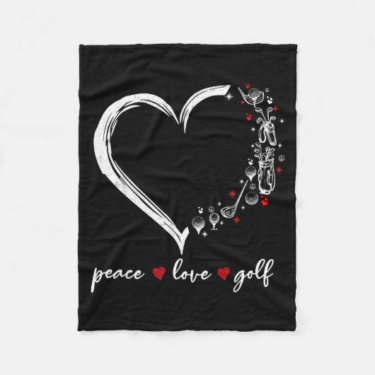 Hart Vrede Liefde Golf Speler Srt Liefhebbers Outf Fleece Deken (Voorkant)