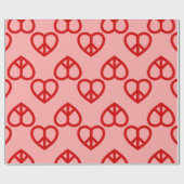 Hart Vrede Liefde Retro Hippie Roze Rode valentijn Cadeaupapier (Vlak)