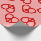 Hart Vrede Liefde Retro Hippie Roze Rode valentijn Cadeaupapier (Hoek)