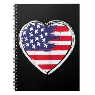Hart VS Vlag 4 juli Patriottische Amerikaanse ster Notitieboek