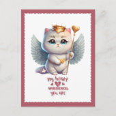 Hart waar je ook bent Chibi Angel Cat Valentijn Feestdagenkaart (Voorkant)