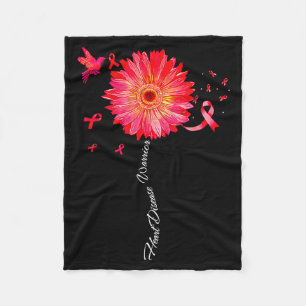 Hart Warrior Lint Sunflower Rode Hartziekte A Fleece Deken