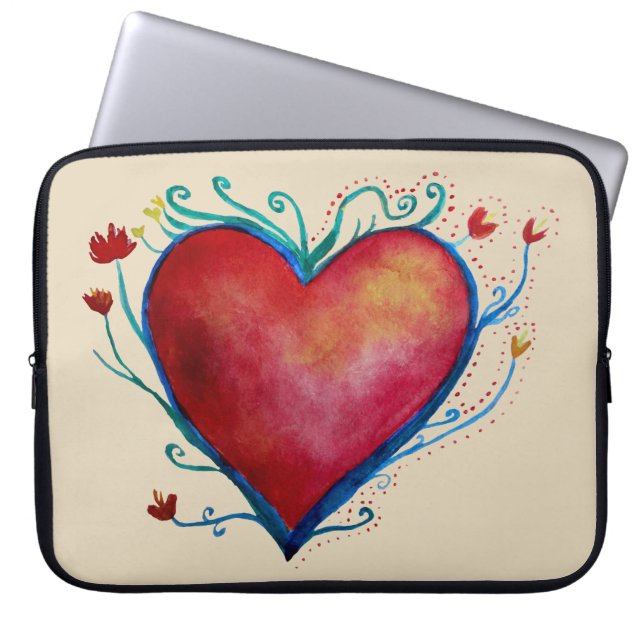Hart Waterverf Art Neopreen Laptop Mouw 15" Sleeve (Voorkant)