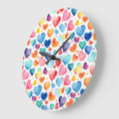Hart Waterverf Kleurrijk Lief Cute Romantisch Grote Klok (Hoek)