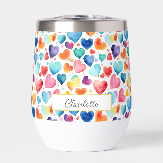 Hart Waterverf Kleurrijke Schattigee Liefde Custom (Voorkant)