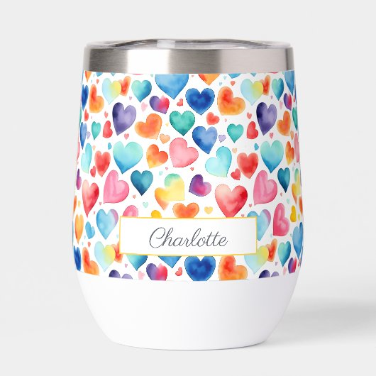 Hart Waterverf Kleurrijke Schattigee Liefde Custom (Achterkant)