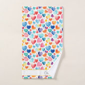 Hart Waterverf Kleurrijke Schattigee Liefde Custom Bad Handdoek (Handdoek)