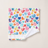 Hart Waterverf Kleurrijke Schattigee Liefde Custom Bad Handdoek (Wasdoekje)