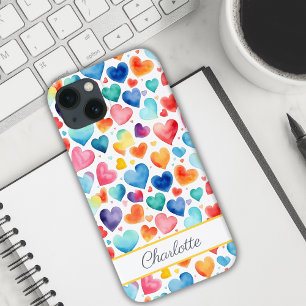 Hart Waterverf Kleurrijke Schattigee Liefde Custom Case-Mate iPhone Case