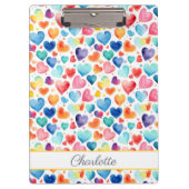 Hart Waterverf Kleurrijke Schattigee Liefde Custom Klembord (Voorkant)