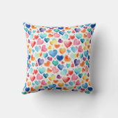 Hart Waterverf Kleurrijke Schattigee Liefde Custom Kussen (Achterkant)