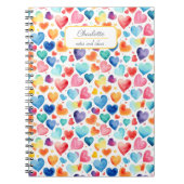 Hart Waterverf Kleurrijke Schattigee Liefde Custom Notitieboek (Voorkant)