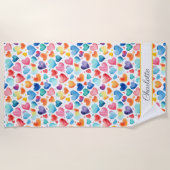 Hart Waterverf Kleurrijke Schattigee Liefde Custom Strandlaken (Voorkant)