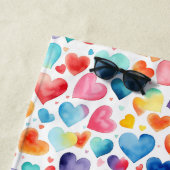 Hart Waterverf Kleurrijke Schattigee Liefde Custom Strandlaken (In situ)