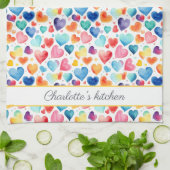 Hart Waterverf Kleurrijke Schattigee Liefde Custom Theedoek (Gevouwen)