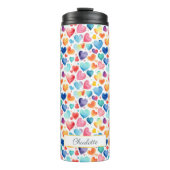 Hart Waterverf Kleurrijke Schattigee Liefde Custom Thermosbeker (Voorkant)