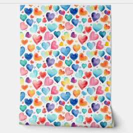 Hart Waterverf Kleurrijke Schattigee Liefde Romant Behang