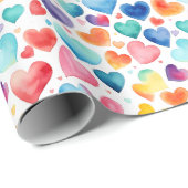 Hart Waterverf Kleurrijke Schattigee Liefde Sweet  Cadeaupapier (Rol Hoek)