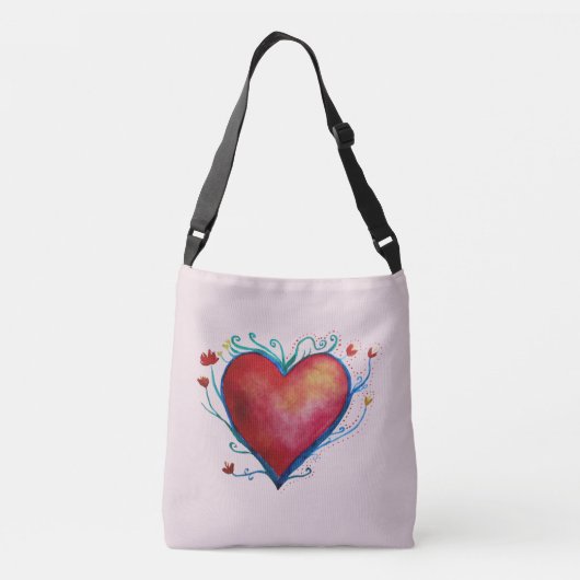 Hart Waterverf Kunst, Liefde Cross Body Bag Crossbody Tas (Achterkant)