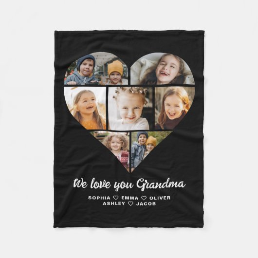 Hart We houden van je Oma fotocollage Fleece Deken (Voorkant)