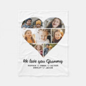 Hart We Love You Grammy Familie Fotocollage Fleece Deken (Voorkant)