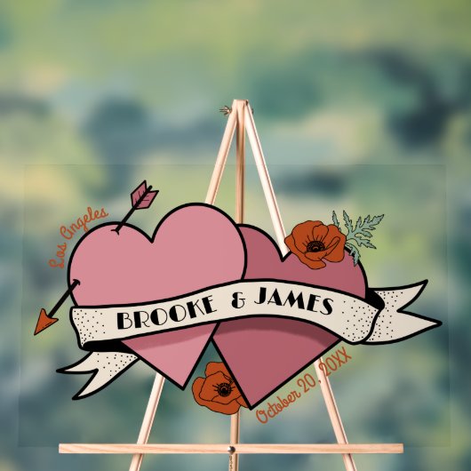 hart welkom bruiloft acryl bord (Neutraal)