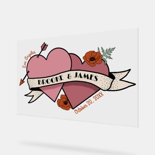 hart welkom bruiloft acryl bord (Hoek)