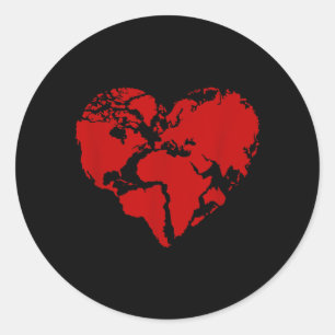 Hart Wereldkaart Vrede Vriendelijkheid Liefhebber Ronde Sticker