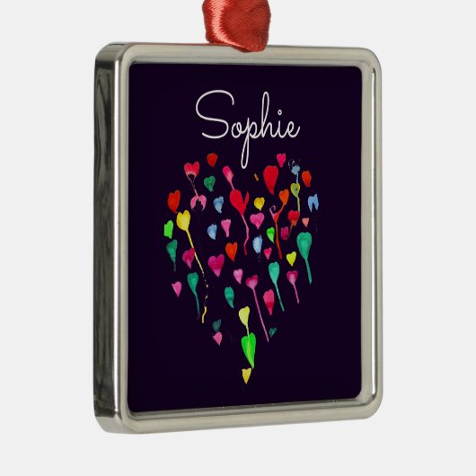 Hart whimsical gepersonaliseerde name hartkunst metalen ornament (Rechts)