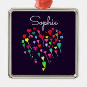 Hart whimsical gepersonaliseerde name hartkunst metalen ornament (Voorkant)