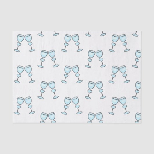 Hart Wijnglazen Blauw Whimsical Wedding Tissuepapier (Voorkant)