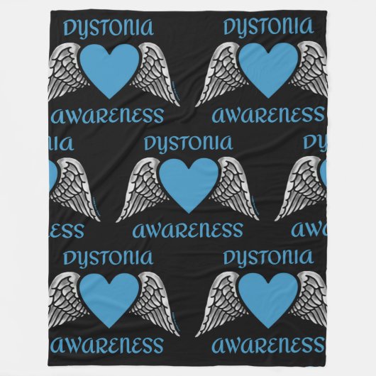 Hart/Wingen... Dystonie Fleece Deken (Voorkant)