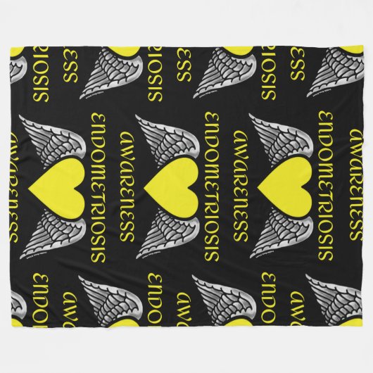 Hart/Wingen... Endometriose Fleece Deken (Voorkant (Horizontaal))