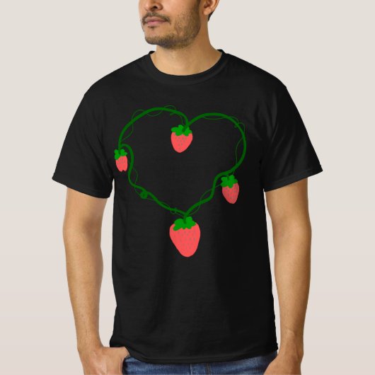 Hart Wingerd Aardbei – Schattig Romantisch Fruit T-shirt (Voorkant)