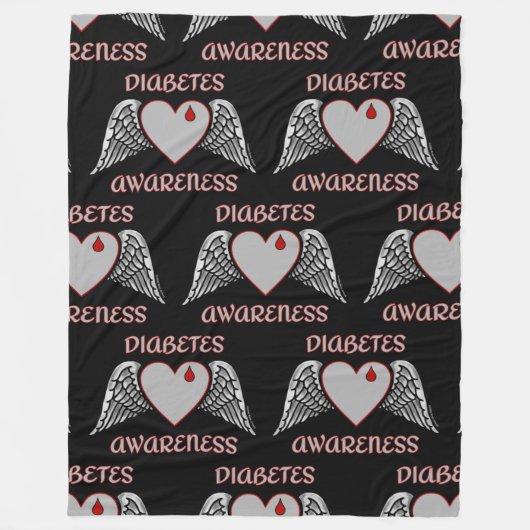 Hart/Wings... Diabetes Fleece Deken (Voorkant)