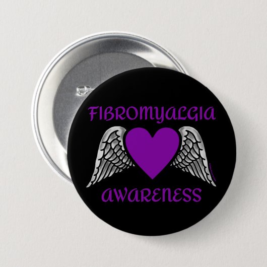 Hart/Wings... Fibro-Button Ronde Button 7,6 Cm (Voorkant /achterkant)