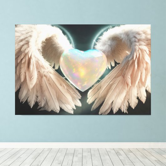 *~* Hart Witte Engel Vleugels AP78 Opal Canvas Afdruk (Insitu (Houten vloer))