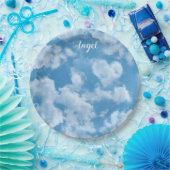 Hart Wolken Lucht Lief Moderne Blauwe Huwelijksaan Papieren Bordje (Feest)