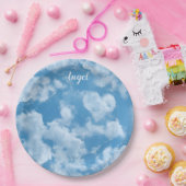 Hart Wolken Lucht Lief Moderne Blauwe Huwelijksaan Papieren Bordje (Feest)