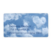 Hart Wolken Luchtige Cute Moderne Blauwe Trouw Etiket (Voorkant)