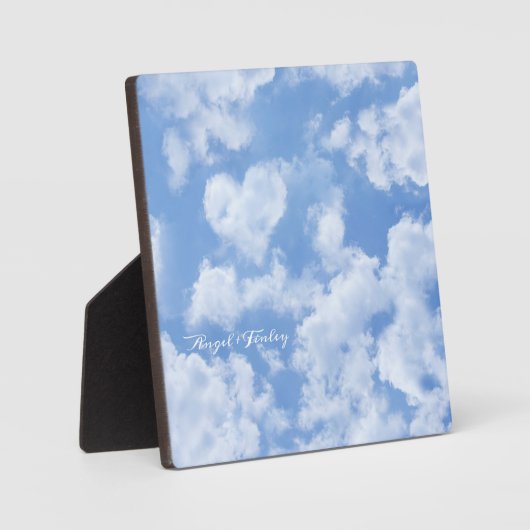 Hart Wolken Luchtige Cute Moderne Blauwe Trouw Fotoplaat (Voorkant)